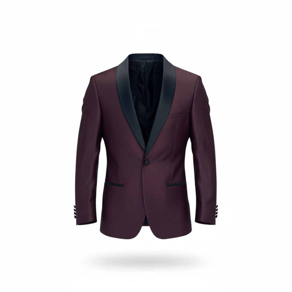 Network Maroon Barathea Unisex Burgundy Smoking Jacket - Size 46 - New with Tags
